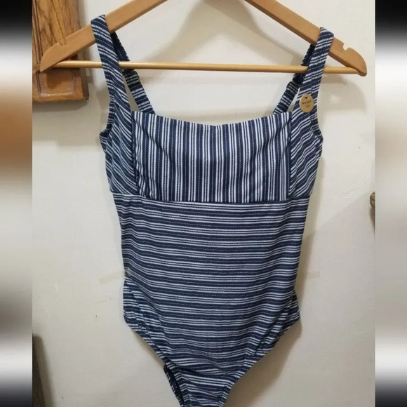 Nip Tuck Navy and white nautical striped Underwire One Piece Swimsuit Size 10 - Picture 13 of 15